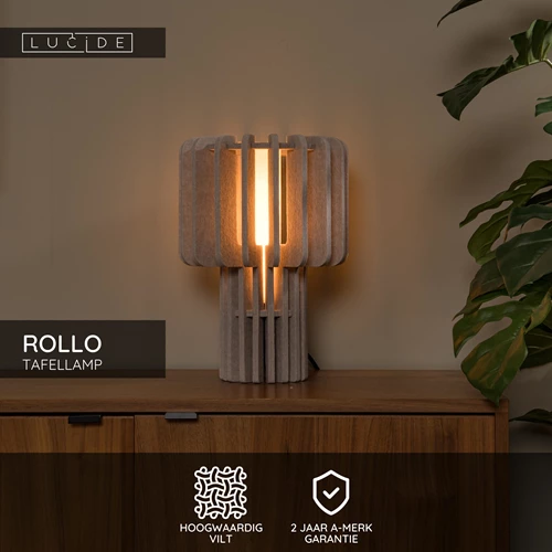Lucide ROLLO - Tafellamp - 1xE27 - Taupe - USP